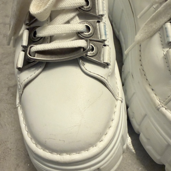 Miu Miu platform White Leather Sneakers size 38 - Picture 3 of 15